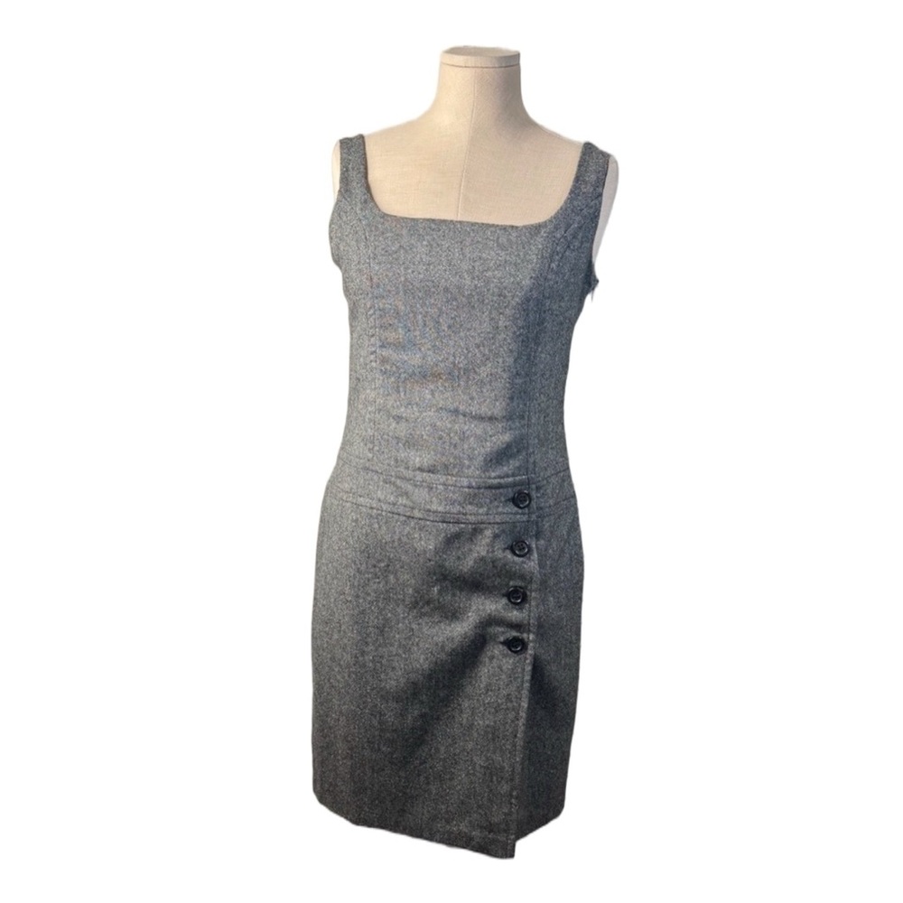 United Colors of Benetton Gray Tweed Workwear Dress Midi Career Chic Medium - Picture 12 of 12